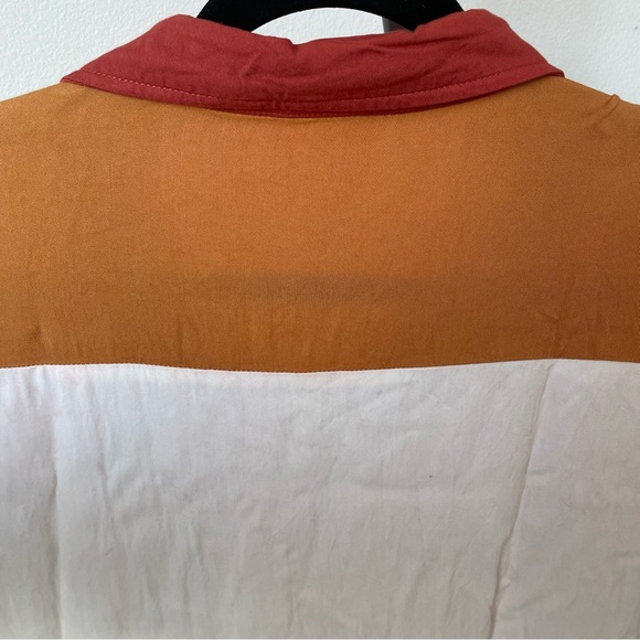 Orange Color-Block Button Up - M - Picture 7 of 7